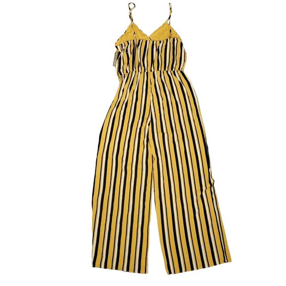 Ripley & James NWT Yellow & Black Striped romper Jumpsuit Size XL long pants - Picture 3 of 5